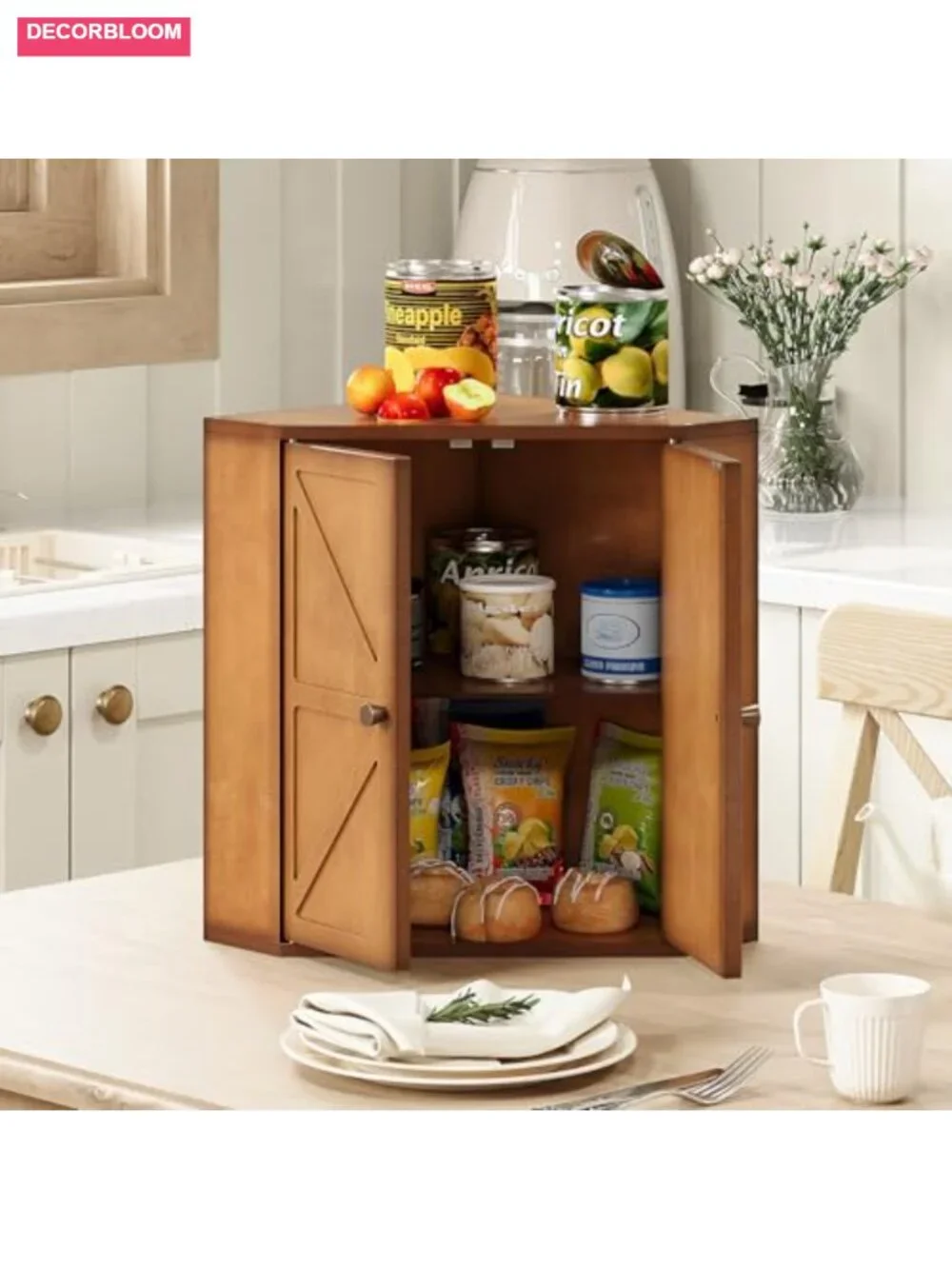 Large Bamboo Bread Box Double Layer Kitchen Counter Storage